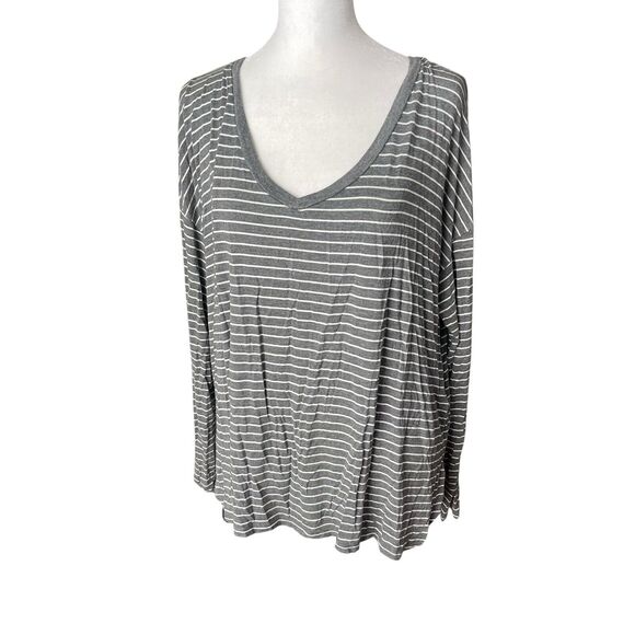 American Eagle Soft Sexy Large Tunic Top Vneck Long Sleeve Tee Gray - Picture 4 of 7
